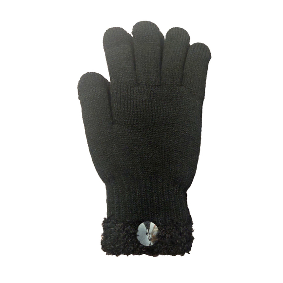On 34th Rib Stitch Fuzzy Cuff Black Knit Gloves Sz One Size NWT - Picture 7 of 11